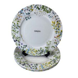 Mikasa Tivoli Garden Bone China 11" Dinner Plates Set Of 4 With Floral Pattern